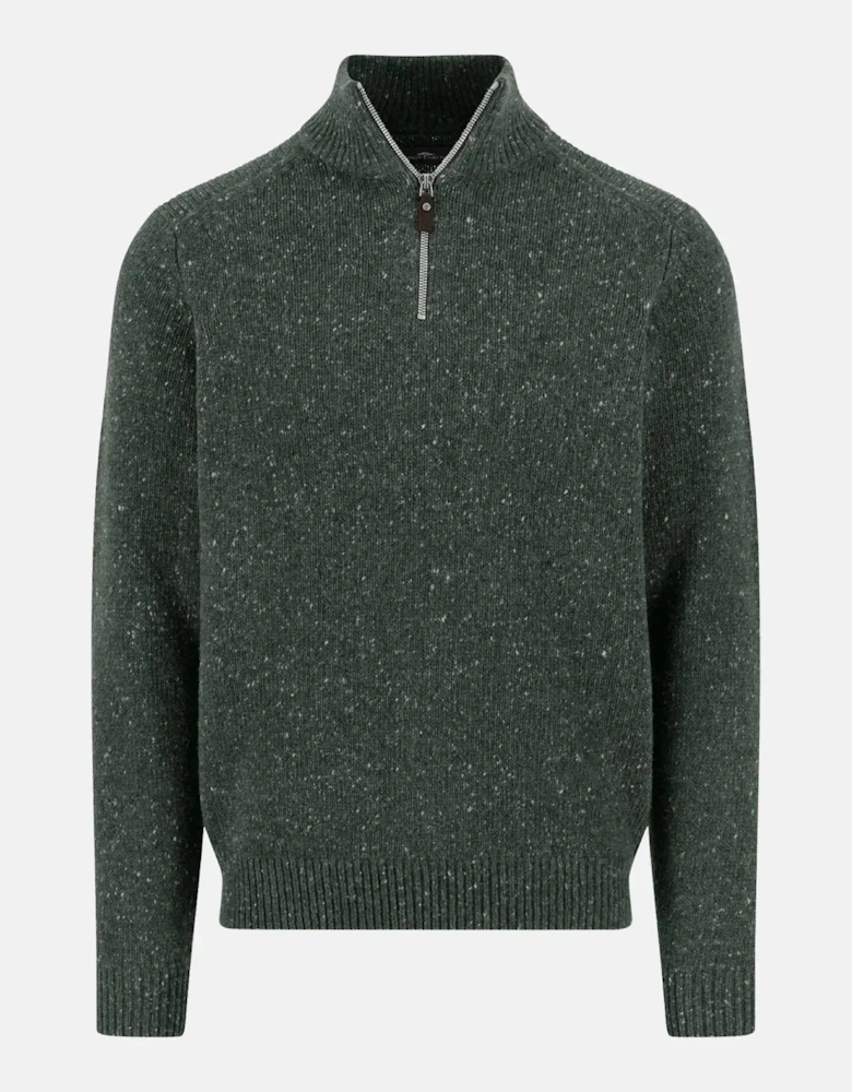 Donegal Wool 1/4 Zip Knit Dark Ivy