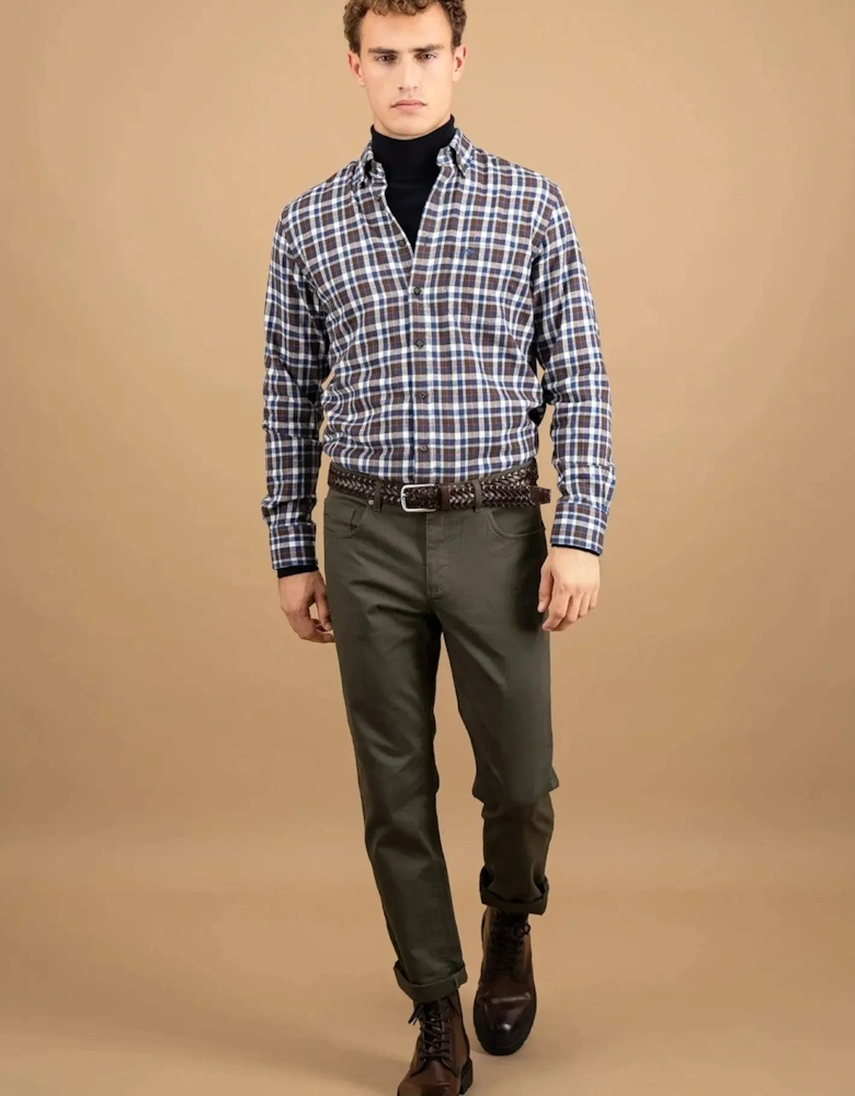 Premium Flannel Check Button Down Shirt Dark Chocolate