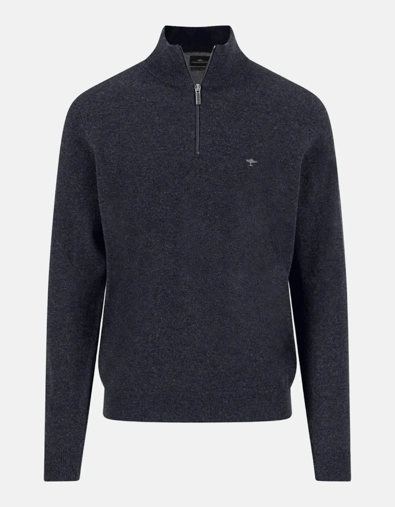 Pure Lambswool 1/4 Zip Knit Navy