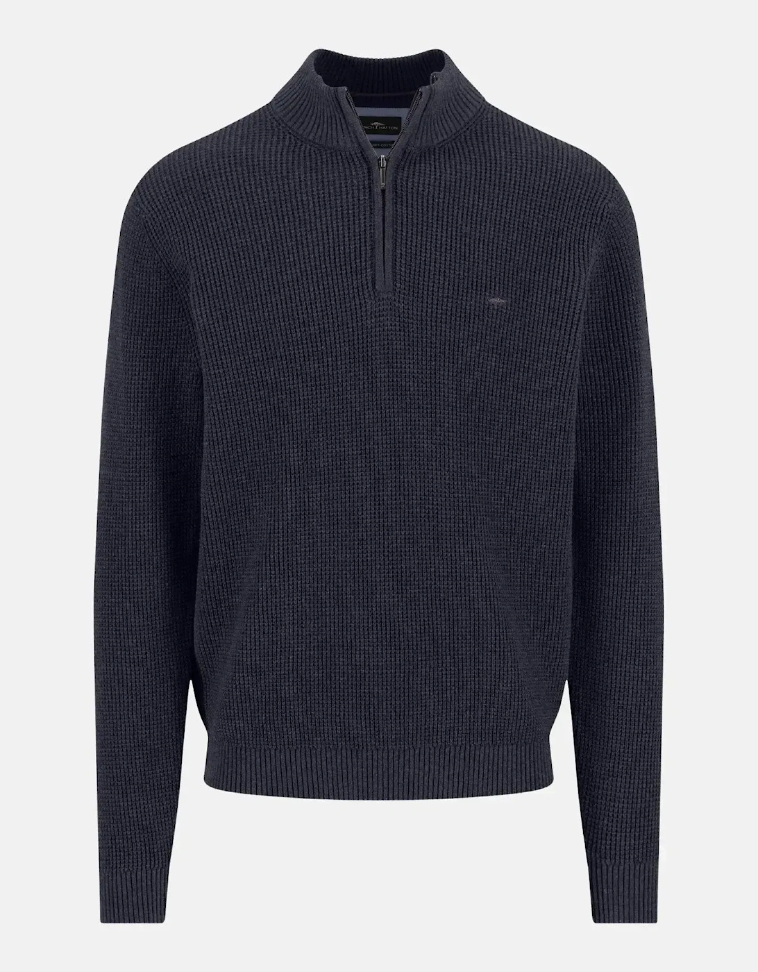 Structured Cotton 1/4 Zip Knit Navy, 3 of 2