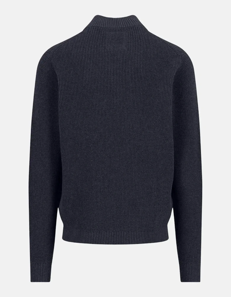 Structured Cotton 1/4 Zip Knit Navy