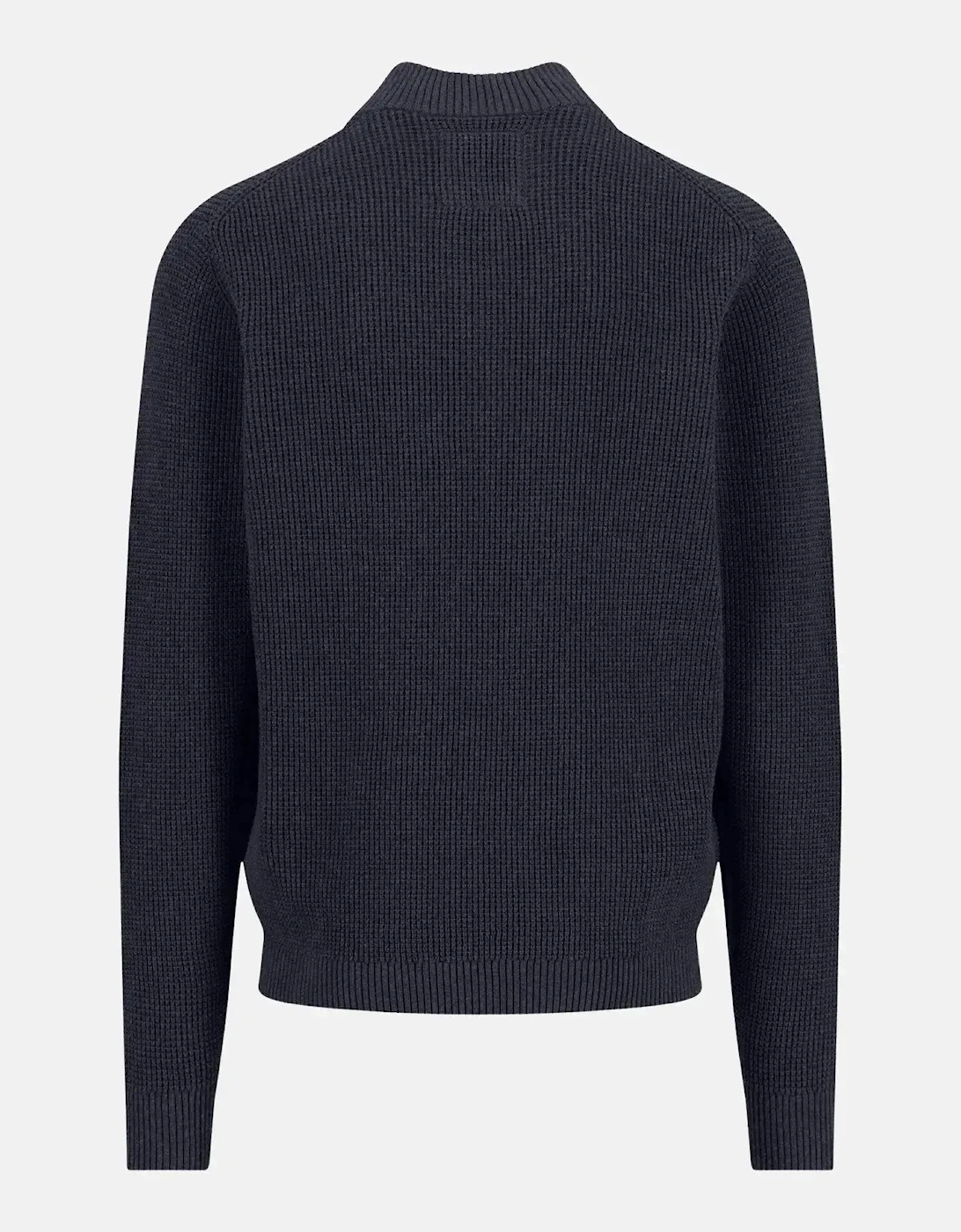 Structured Cotton 1/4 Zip Knit Navy