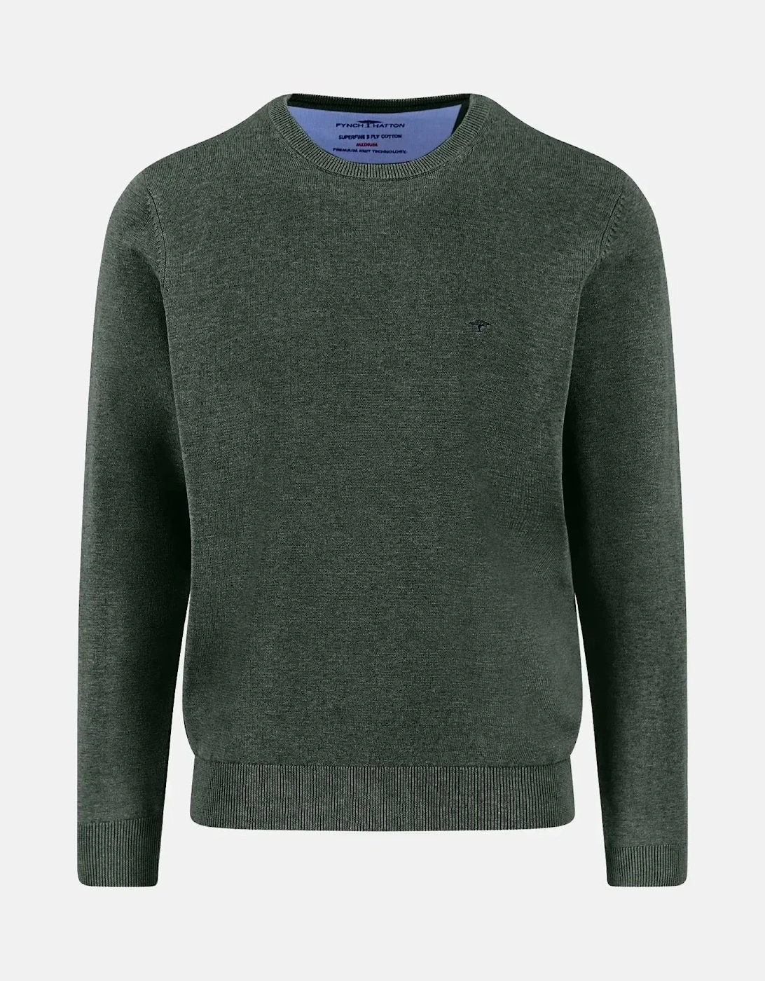 Fine Knit Cotton Crewneck Dark Ivy, 4 of 3