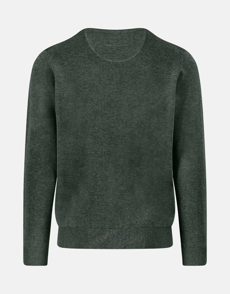 Fine Knit Cotton Crewneck Dark Ivy