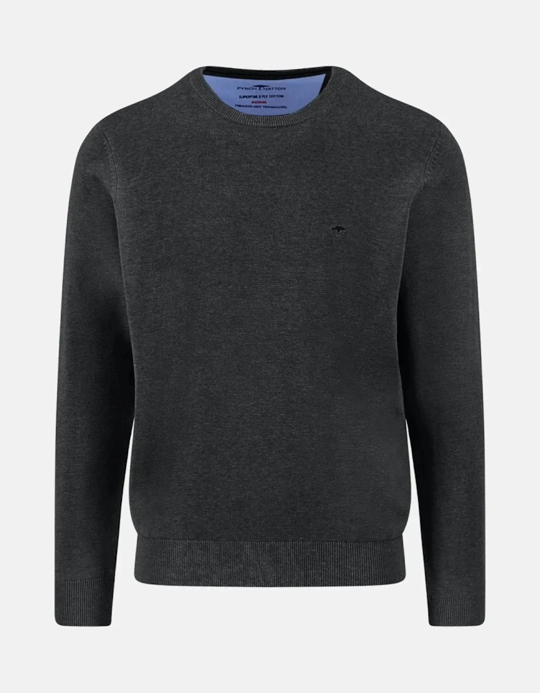 Fine Knit Cotton Crewneck Black
