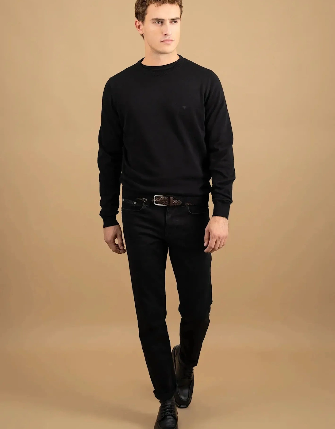 Fine Knit Cotton Crewneck Black