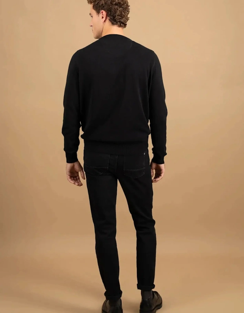 Fine Knit Cotton Crewneck Black