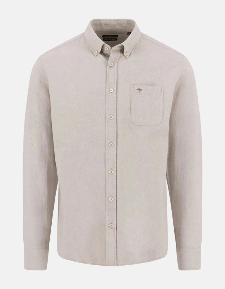 Winter Solid Button Down Shirt Taupe