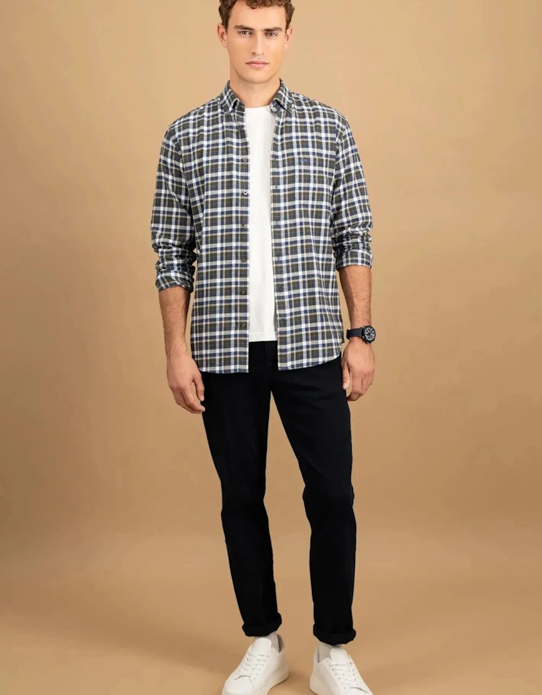 Premium Flannel Check Button Down Shirt Dark Ivy