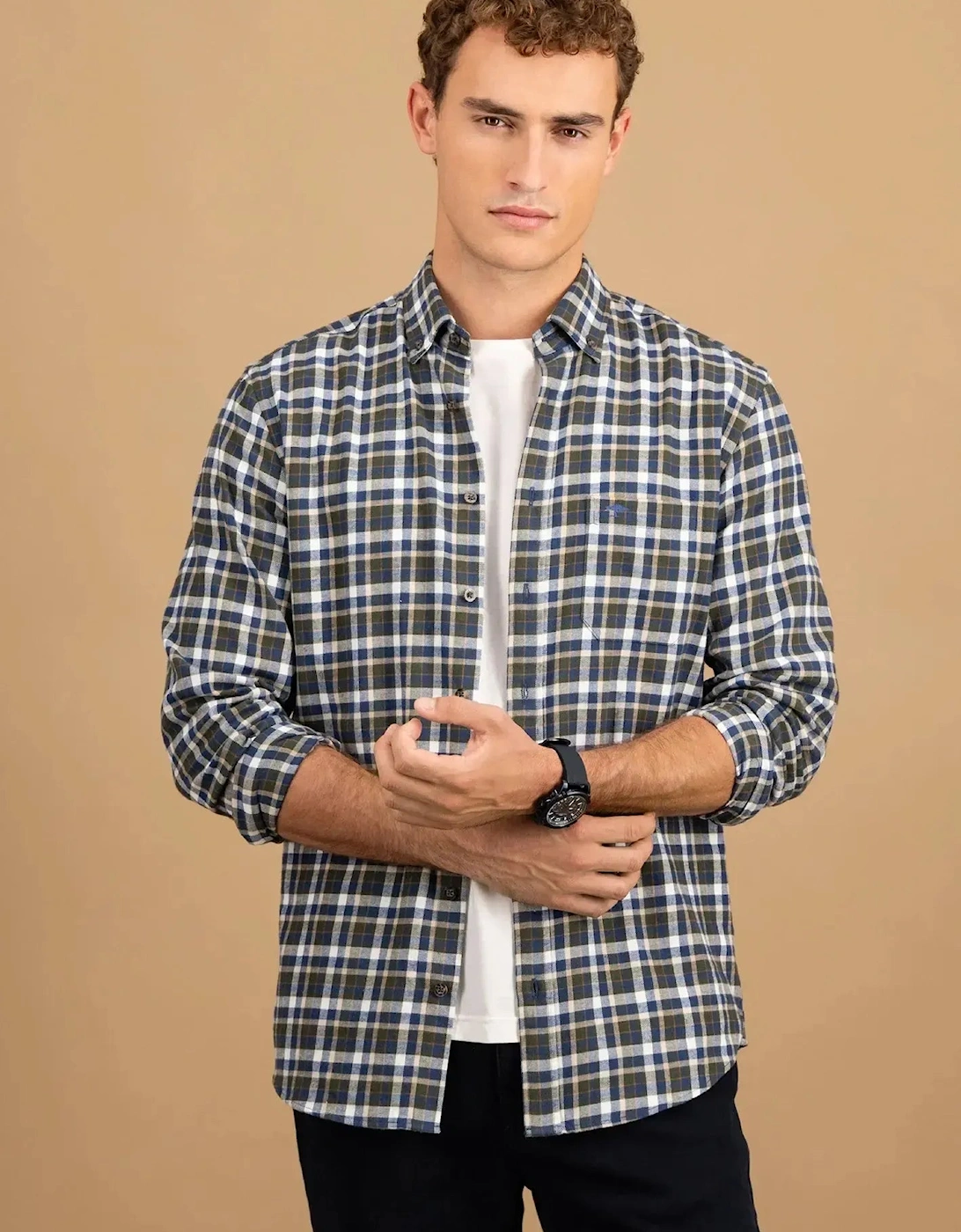 Premium Flannel Check Button Down Shirt Dark Ivy