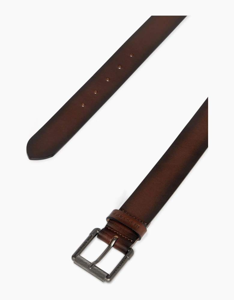 BELSTAFF ROLLER BUCKLE BELT AGED BROWN