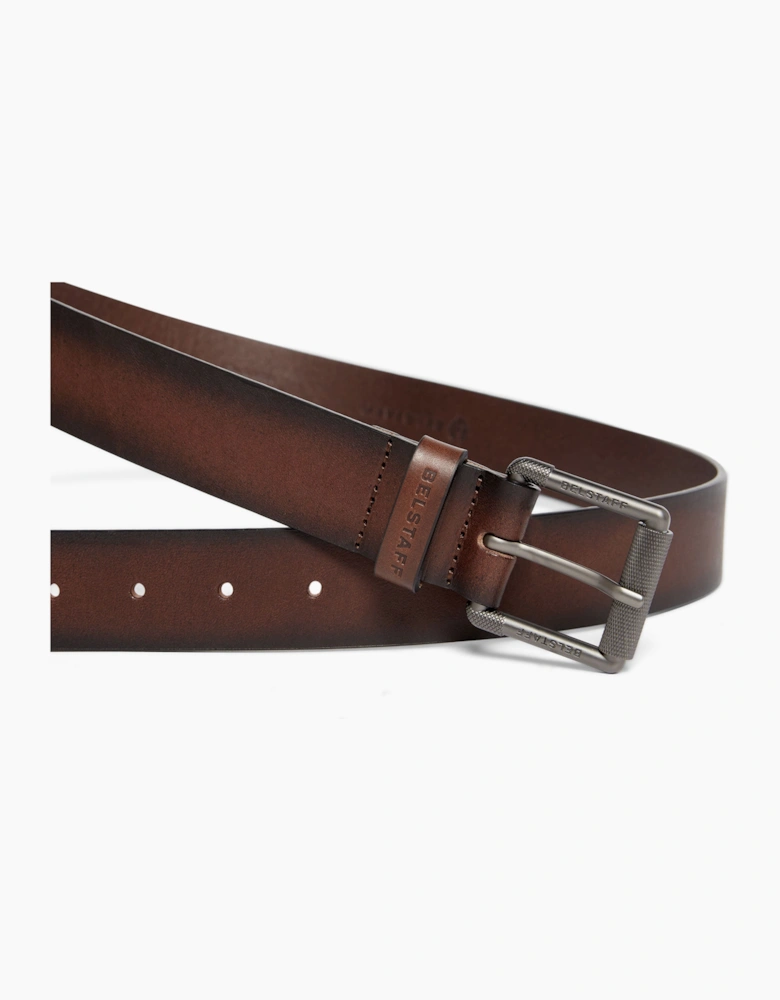 BELSTAFF ROLLER BUCKLE BELT AGED BROWN