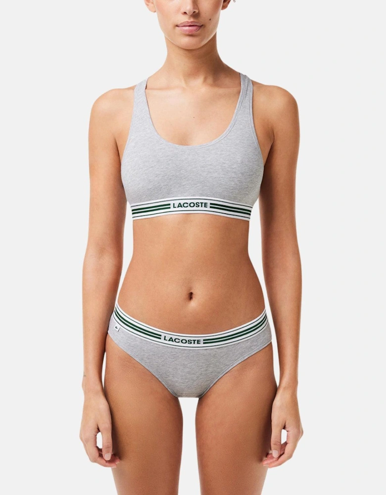 LACOSTE WOMENS HERITAGE STRETCH COTTON RACER BACK BRALETTE GREY CHINE
