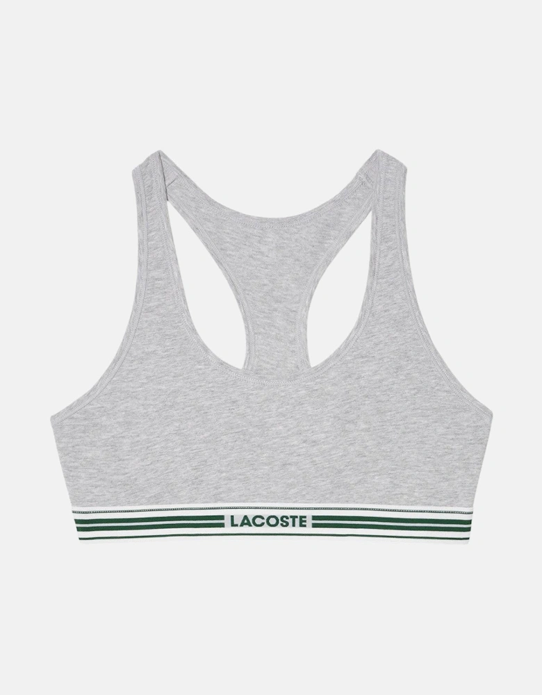 LACOSTE WOMENS HERITAGE STRETCH COTTON RACER BACK BRALETTE GREY CHINE