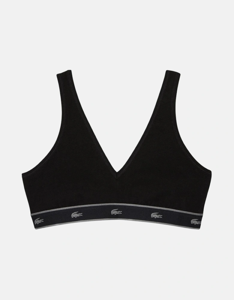 LACOSTE WOMENS ESSENTIAL STRETCH COTTON TRIANGLE BRALETTE BLACK