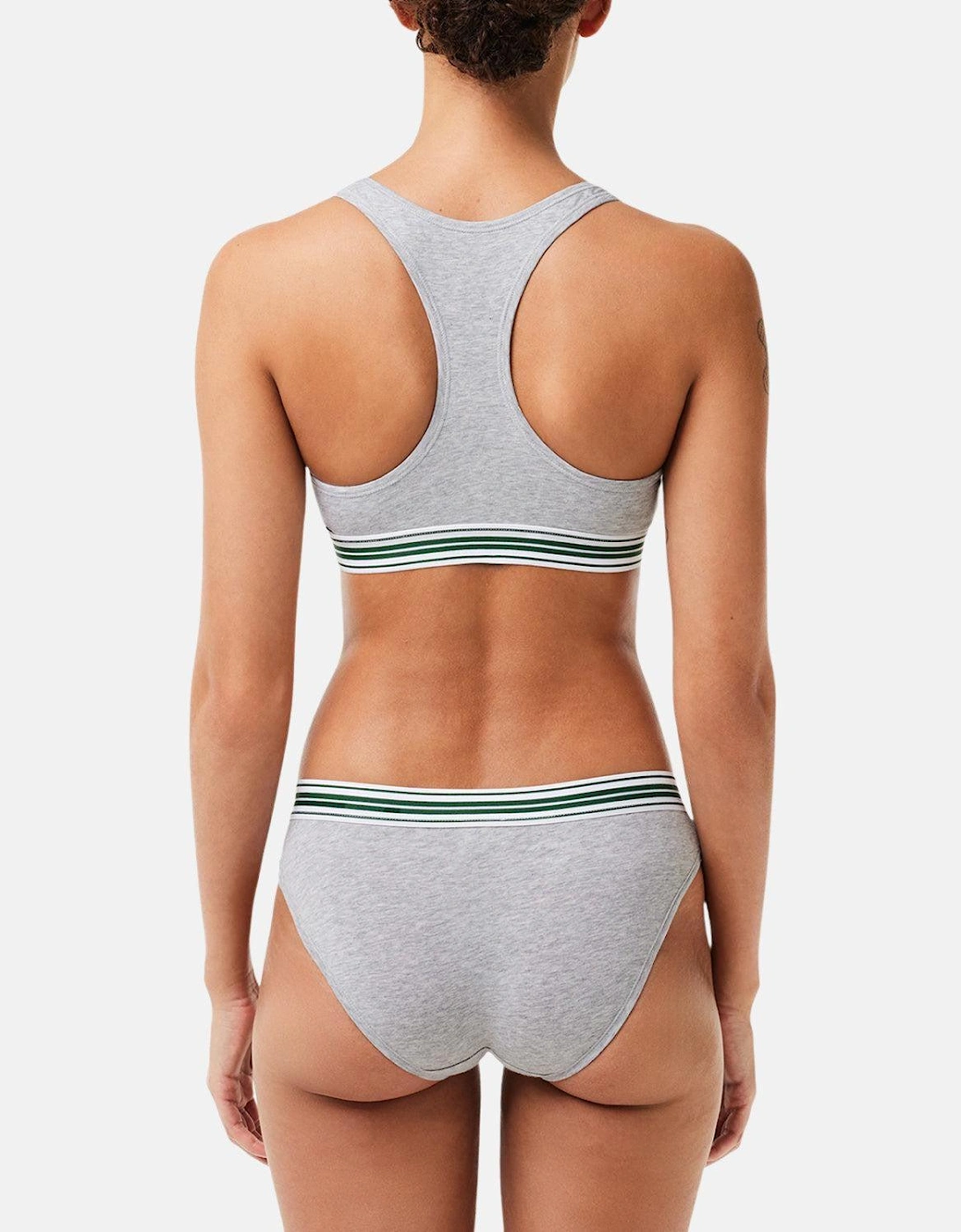 LACOSTE WOMENS HERITAGE STRETCH COTTON RACER BACK BRALETTE GREY CHINE