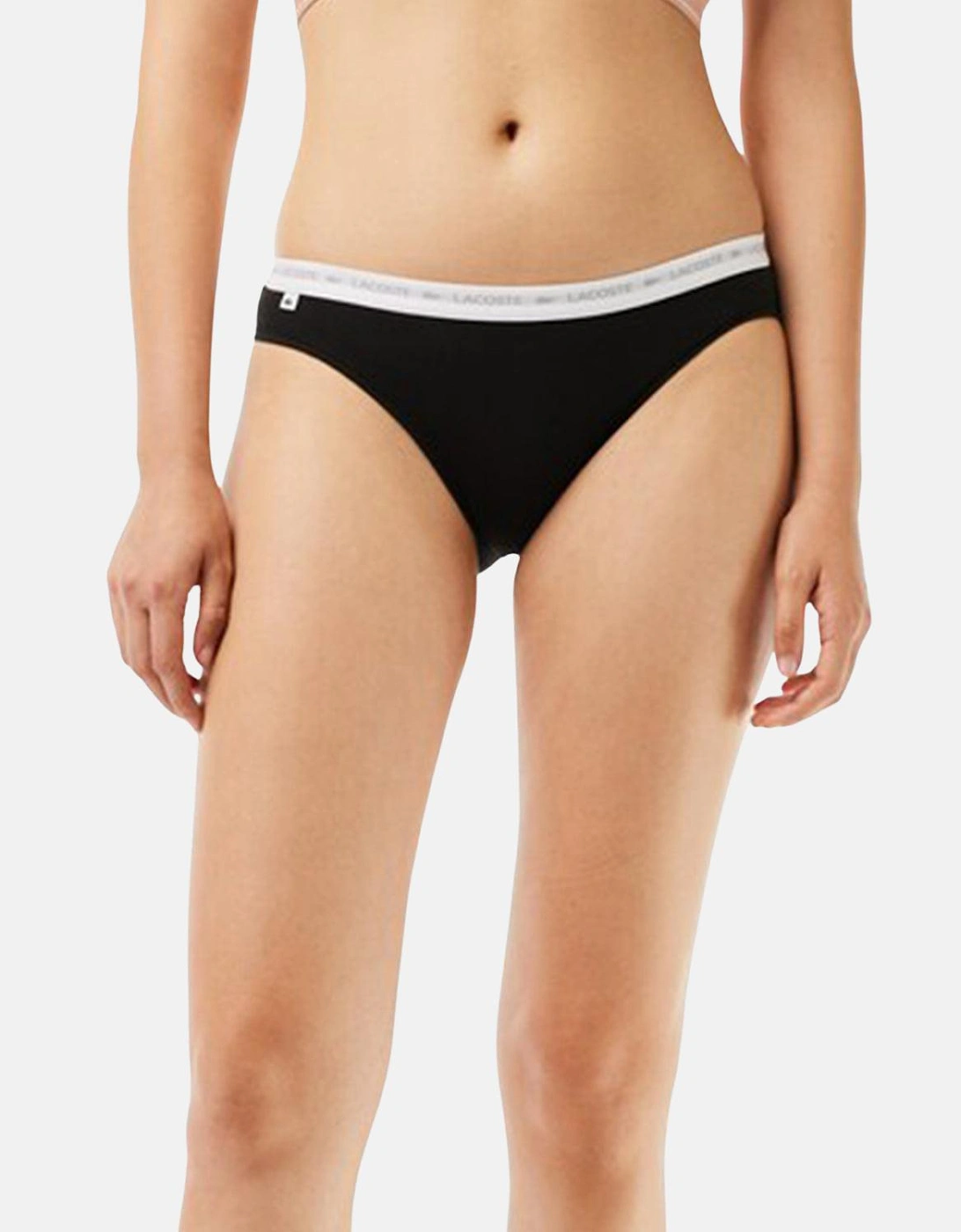 LACOSTE WOMENS 3 PACK STRETCH COTTON BRIEFS BLACK WHITE GREY
