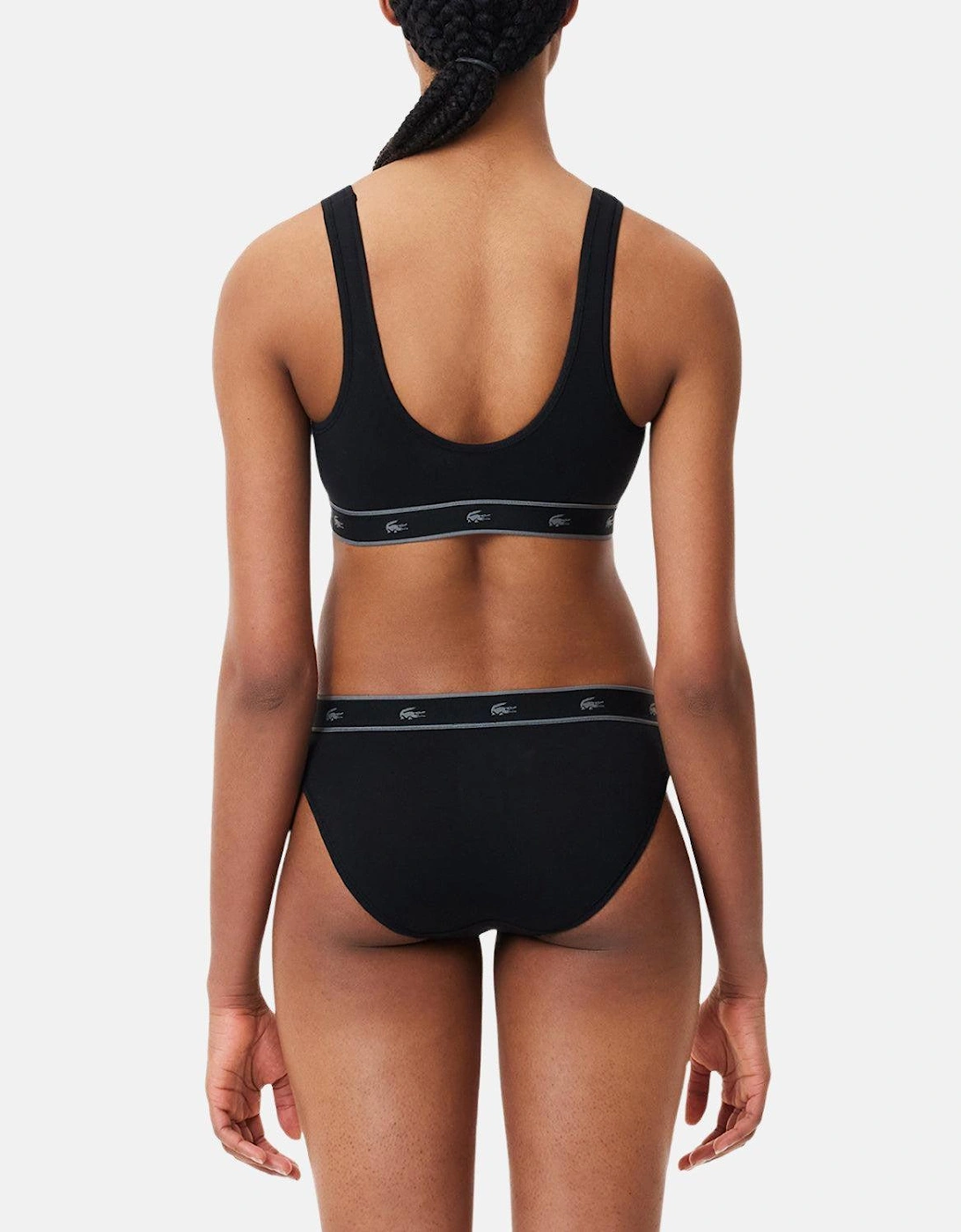 LACOSTE WOMENS ESSENTIAL STRETCH COTTON TRIANGLE BRALETTE BLACK