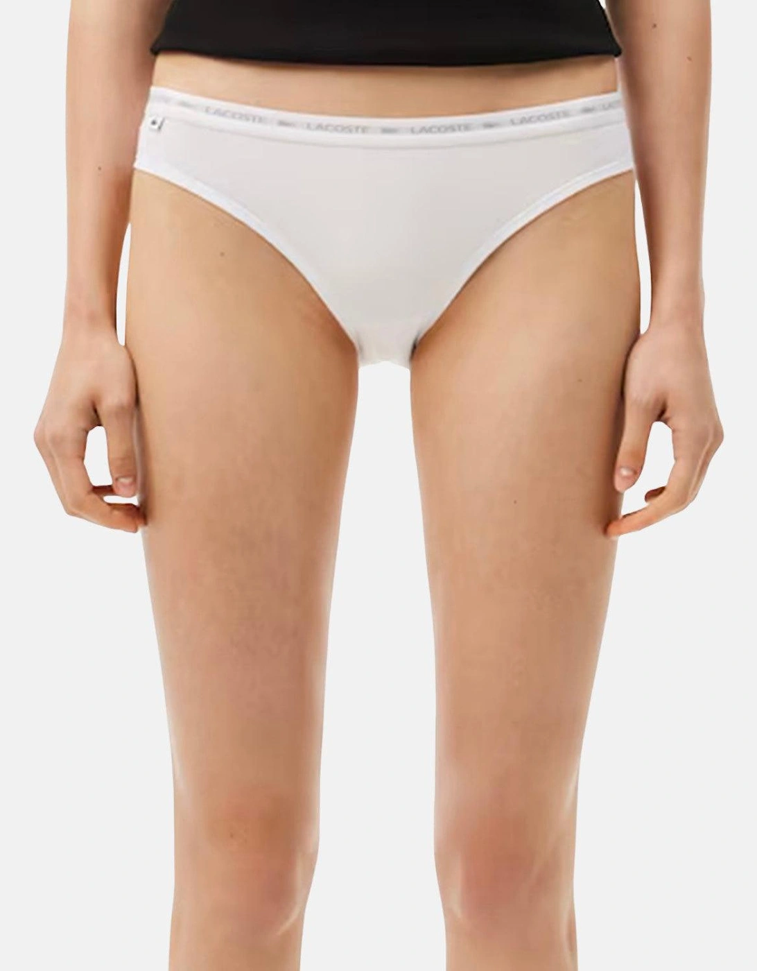 LACOSTE WOMENS 3 PACK STRETCH COTTON BRIEFS BLACK WHITE GREY
