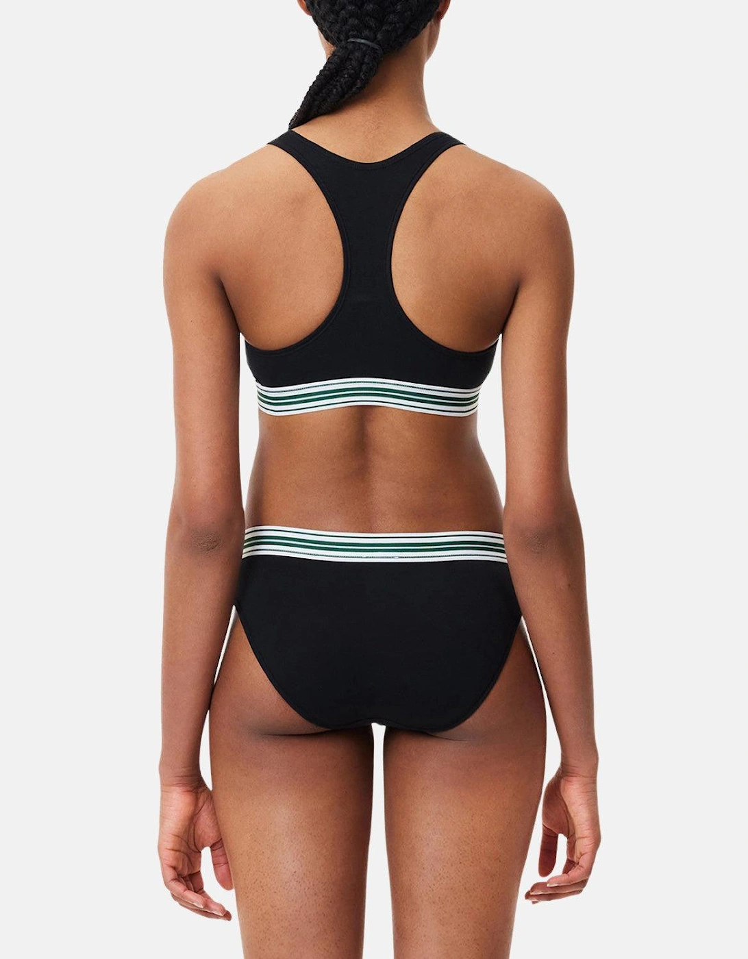 LACOSTE WOMENS HERITAGE STRETCH COTTON RACER BACK BRALETTE BLACK