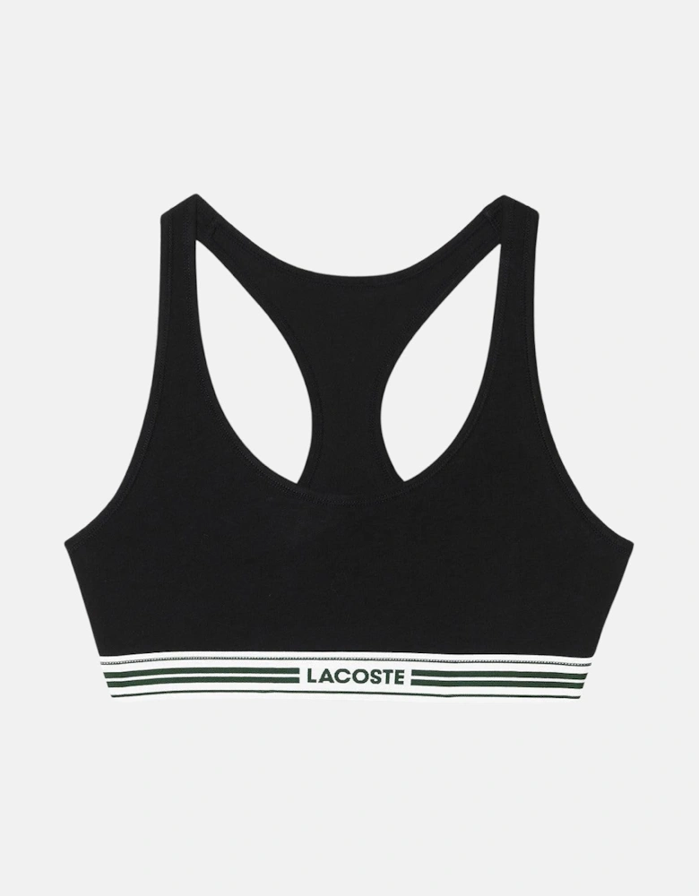 LACOSTE WOMENS HERITAGE STRETCH COTTON RACER BACK BRALETTE BLACK