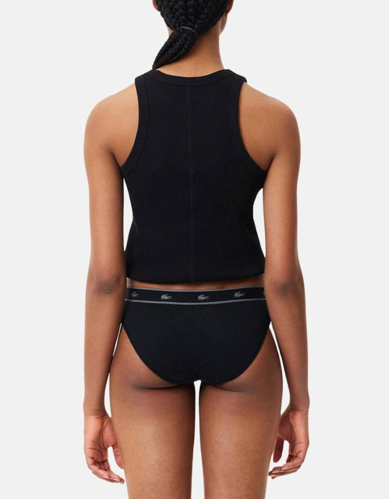 LACOSTE WOMENS ESSENTIAL STRETCH COTTON BRIEFS BLACK