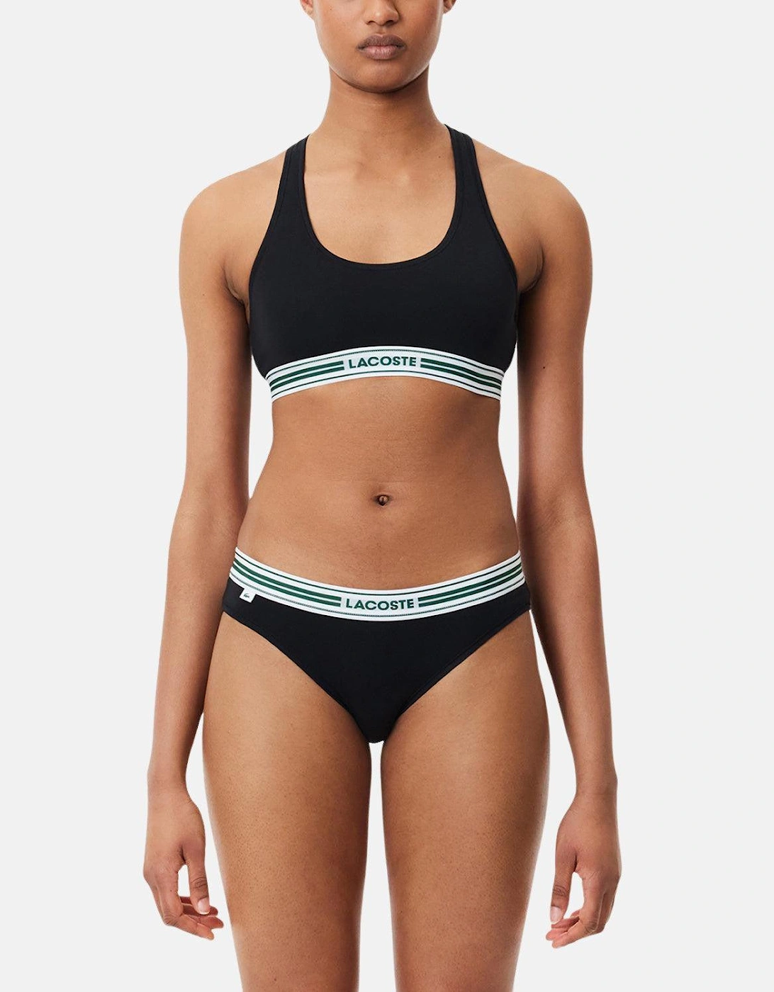 LACOSTE WOMENS HERITAGE STRETCH COTTON RACER BACK BRALETTE BLACK