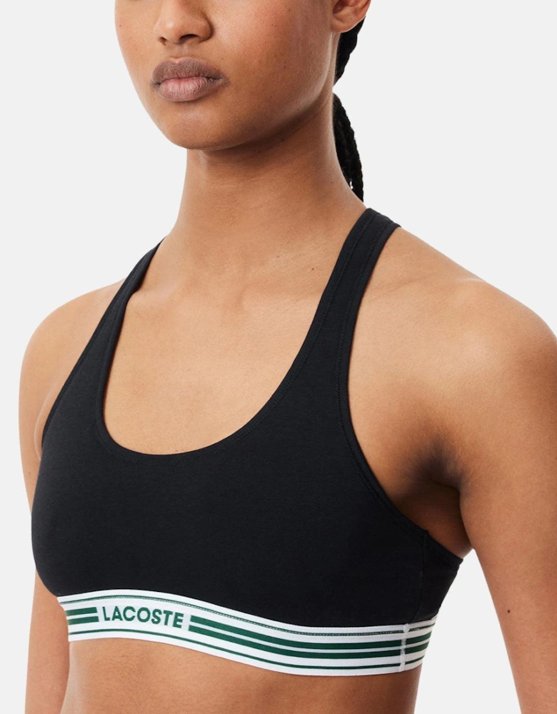 LACOSTE WOMENS HERITAGE STRETCH COTTON RACER BACK BRALETTE BLACK