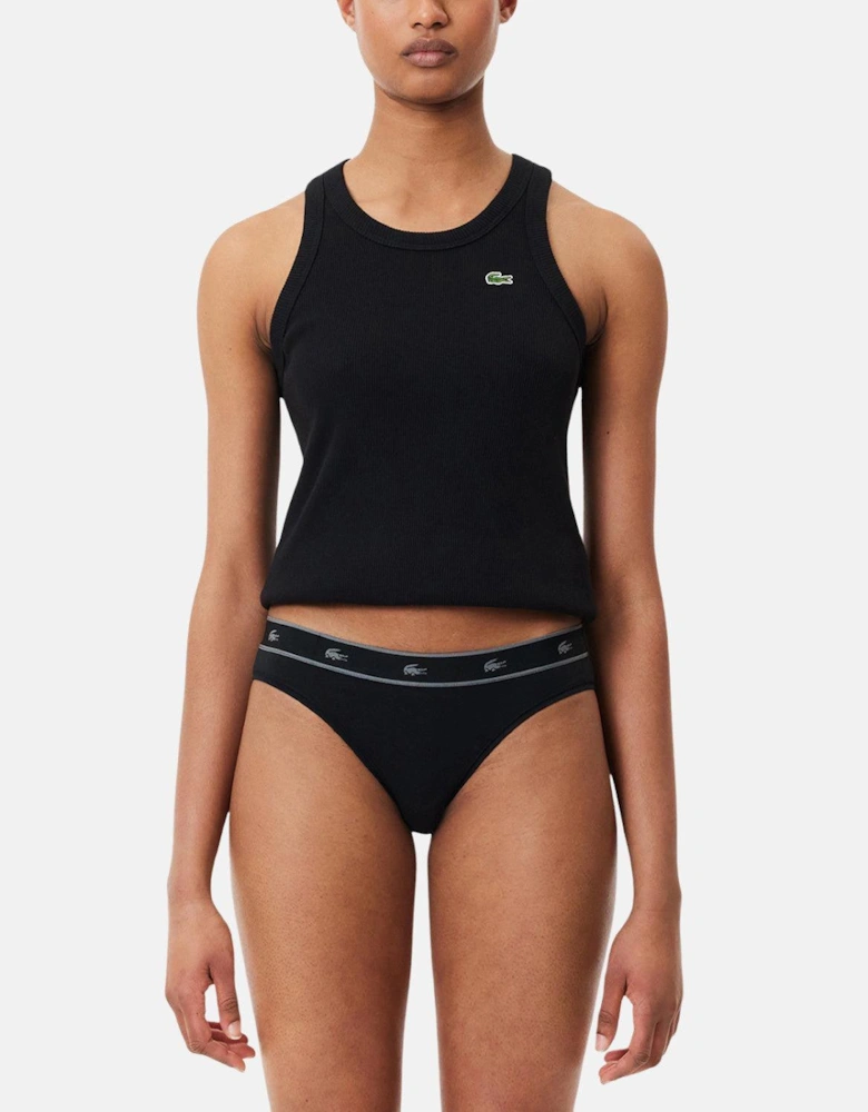 LACOSTE WOMENS ESSENTIAL STRETCH COTTON BRIEFS BLACK