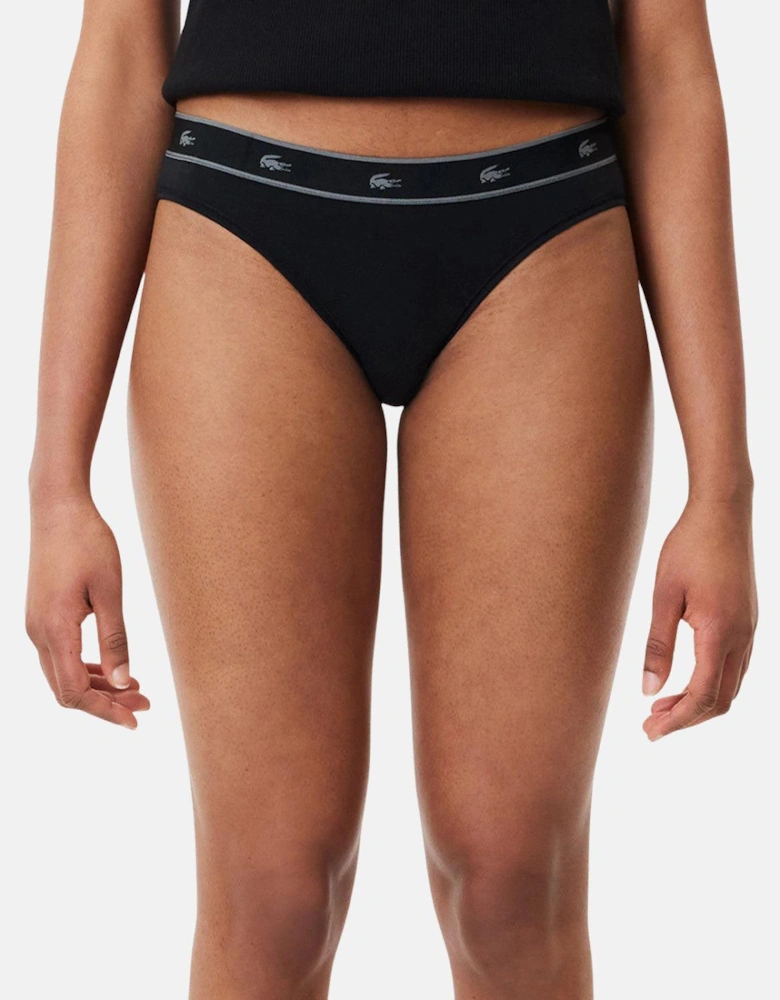 LACOSTE WOMENS ESSENTIAL STRETCH COTTON BRIEFS BLACK