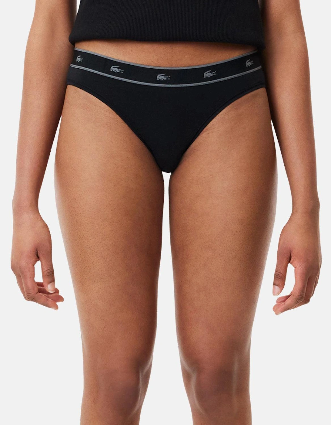 LACOSTE WOMENS ESSENTIAL STRETCH COTTON BRIEFS BLACK
