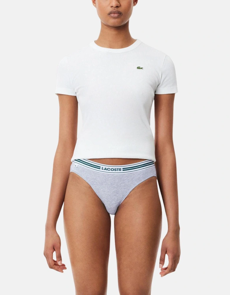 LACOSTE WOMENS HERITAGE STRETCH COTTON BRIEFS GREY CHINE
