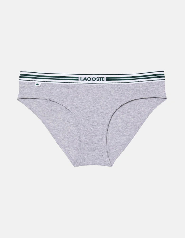 LACOSTE WOMENS HERITAGE STRETCH COTTON BRIEFS GREY CHINE