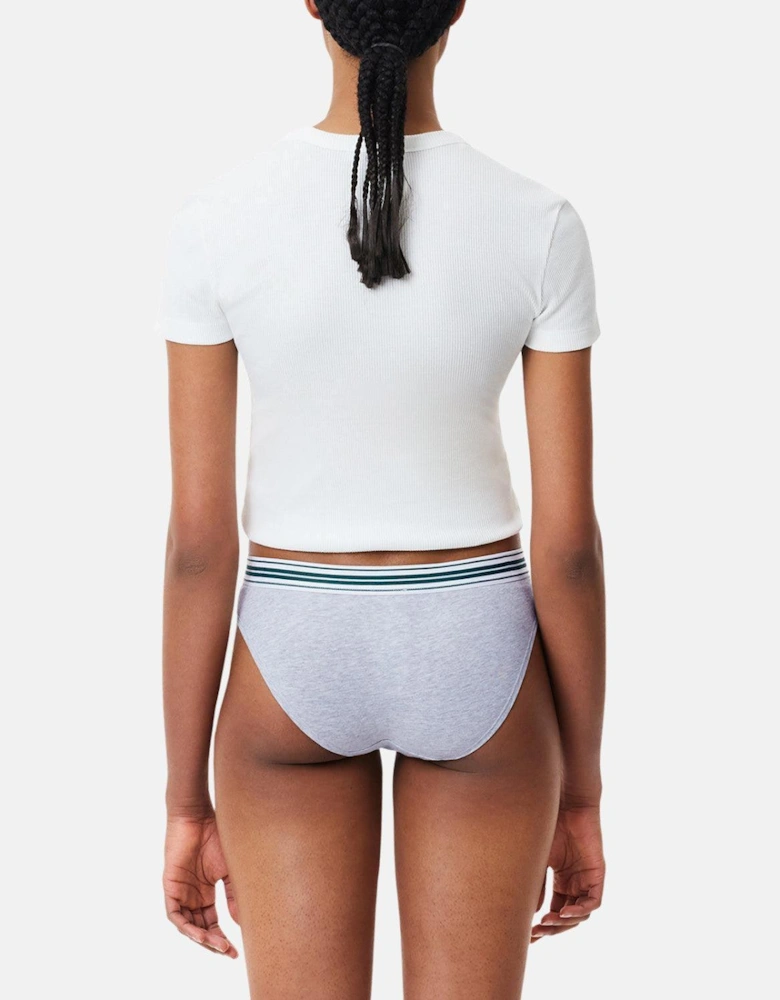 LACOSTE WOMENS HERITAGE STRETCH COTTON BRIEFS GREY CHINE