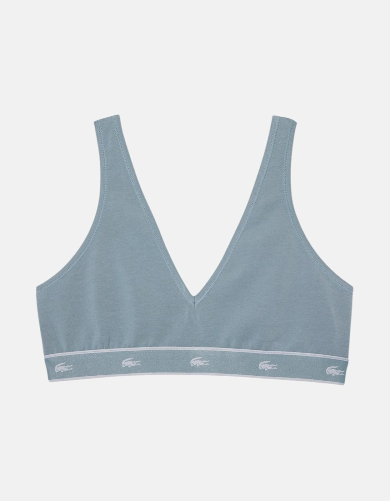 LACOSTE WOMENS ESSENTIAL STRETCH COTTON TRIANGLE BRALETTE GREY