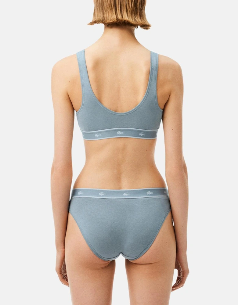 LACOSTE WOMENS ESSENTIAL STRETCH COTTON TRIANGLE BRALETTE GREY