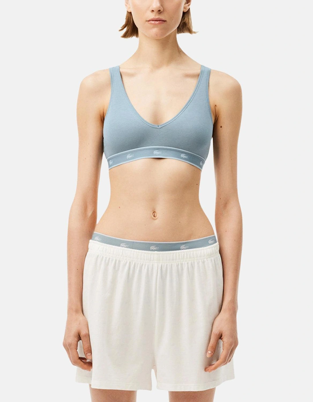 LACOSTE WOMENS ESSENTIAL STRETCH COTTON TRIANGLE BRALETTE GREY
