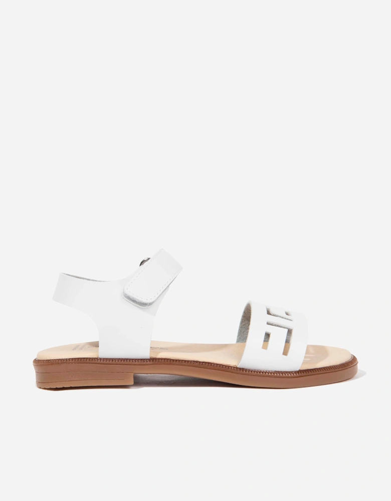 Andanines Girls Leather Sandals in White