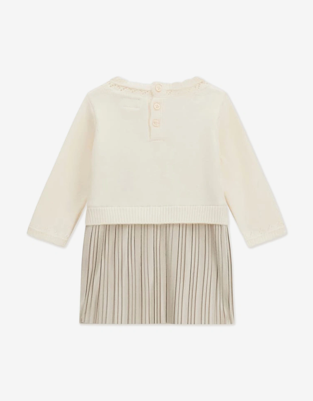 Guess Baby Girls Mixed Fabric Dress in Ivory