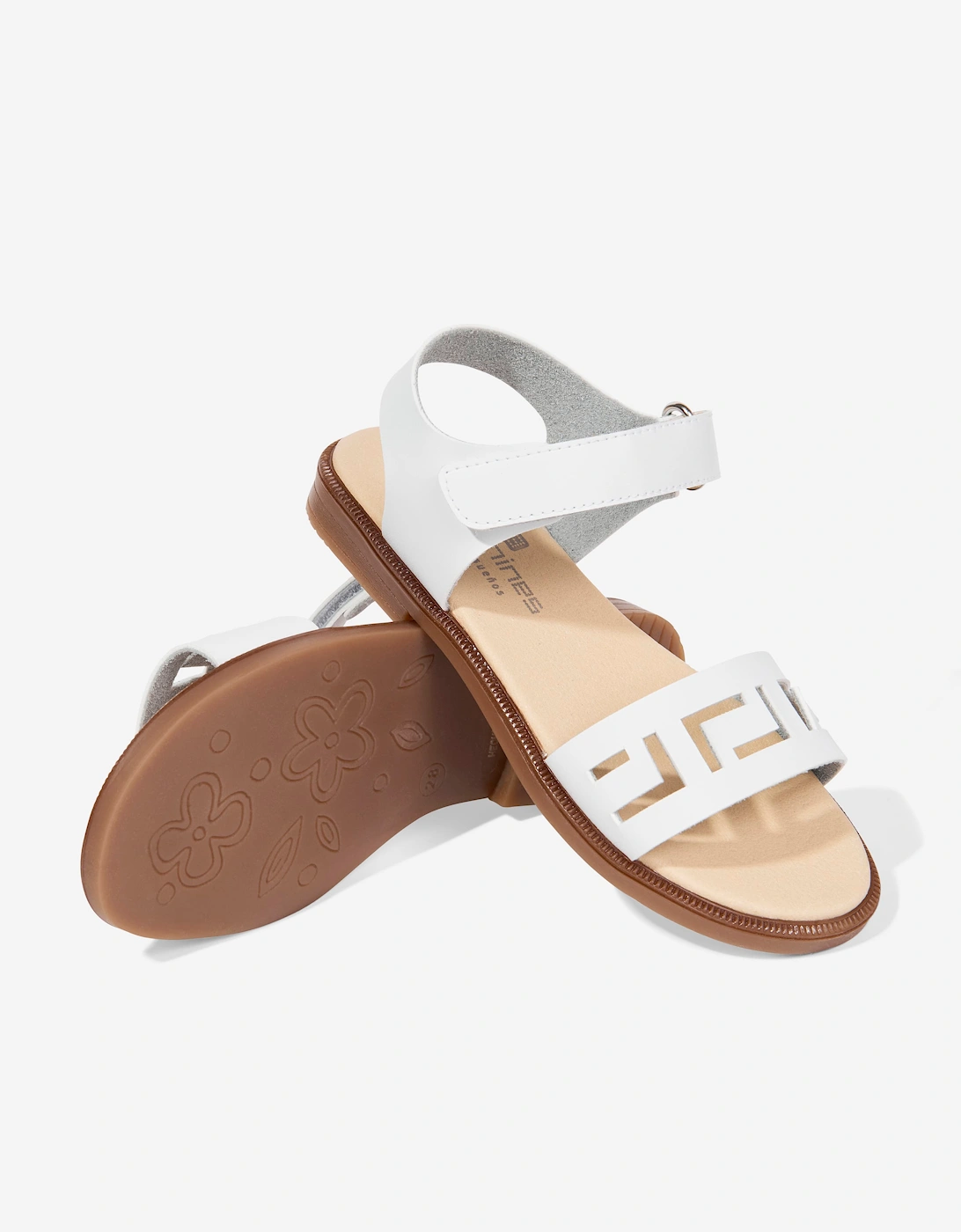 Andanines Girls Leather Sandals in White