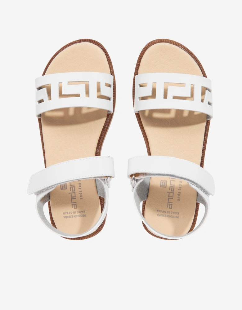 Andanines Girls Leather Sandals in White