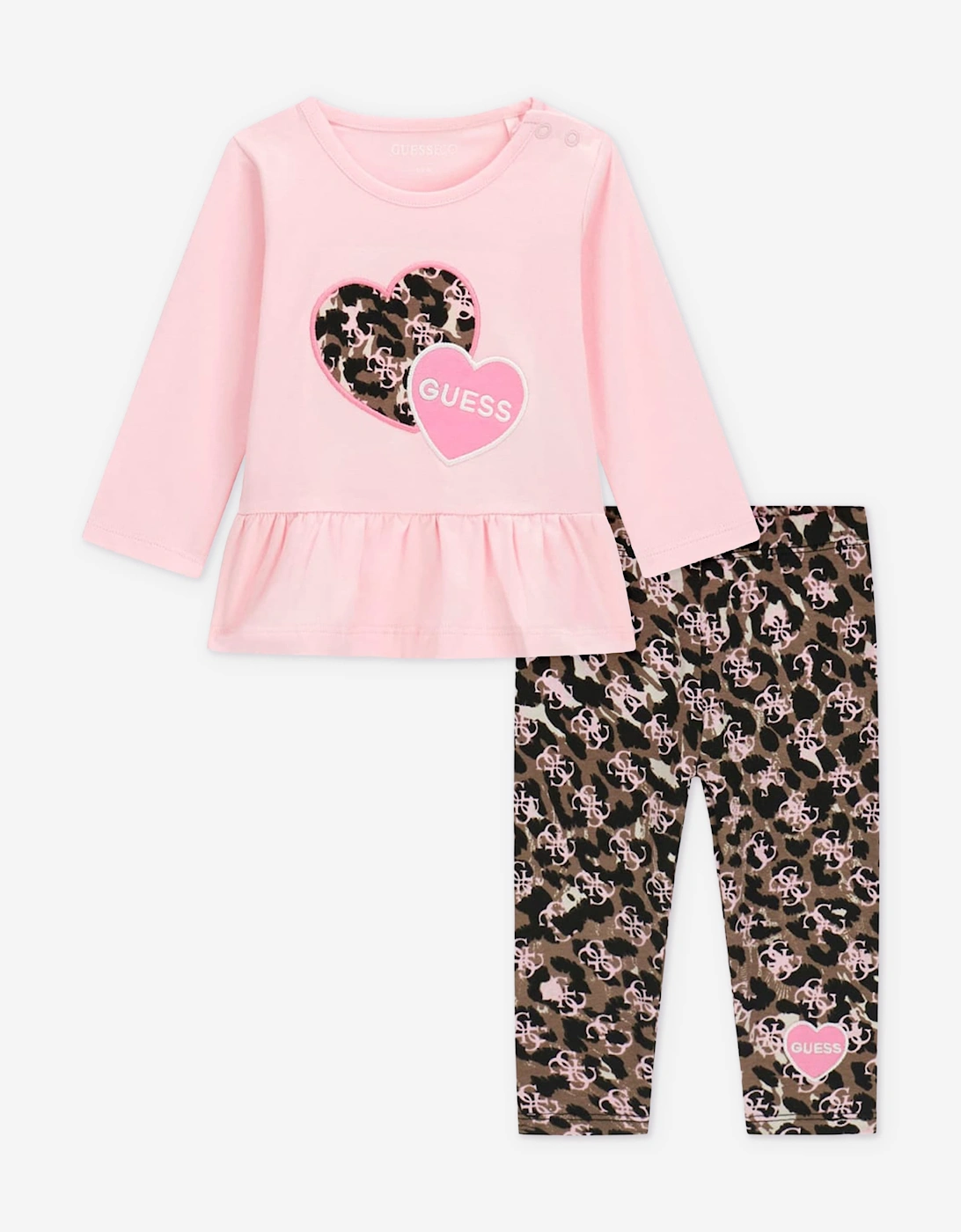 Guess Baby Girls LS T-Shirt and Leggings Set in Pink