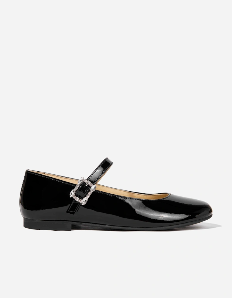 Andanines Girls Patent Leather Pumps in Black
