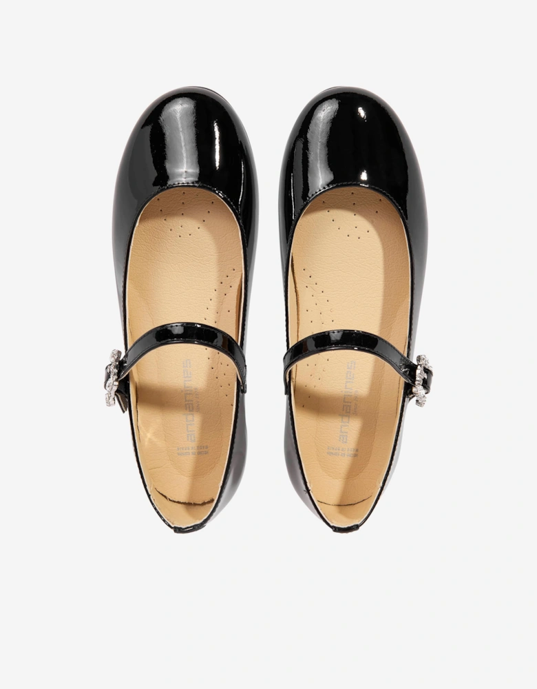 Andanines Girls Patent Leather Pumps in Black