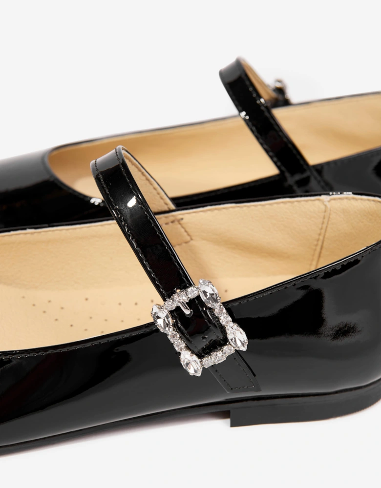 Andanines Girls Patent Leather Pumps in Black