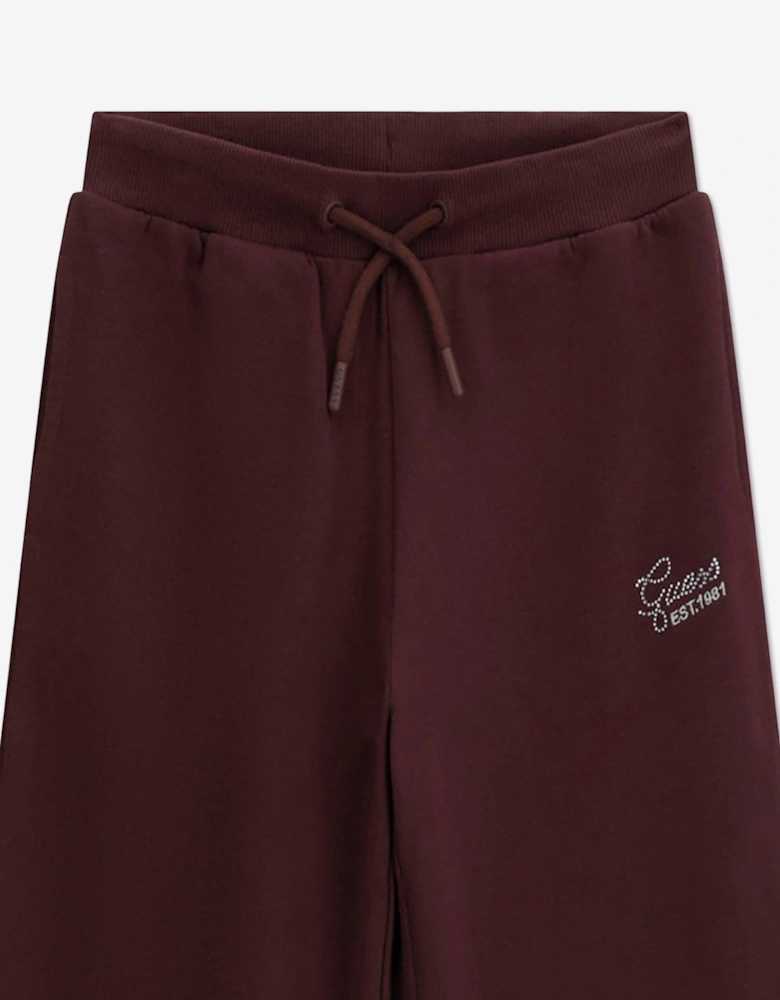 Guess Girls French Terry Palazzo Joggers in Red