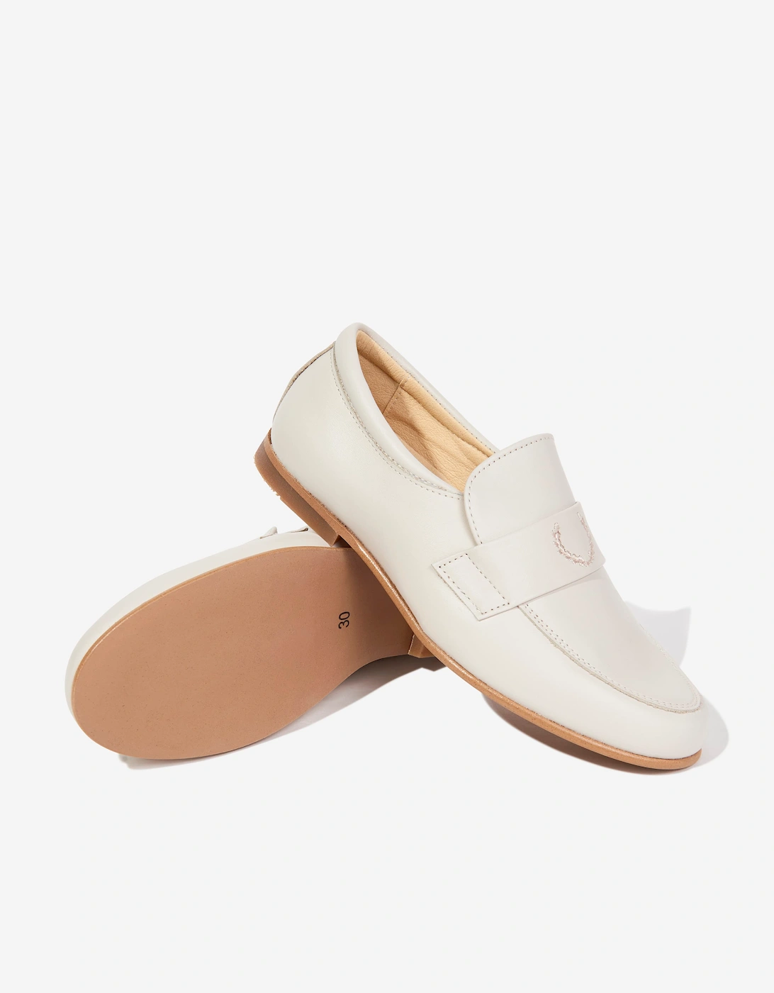 Andanines Boys Leather Loafers in Ivory