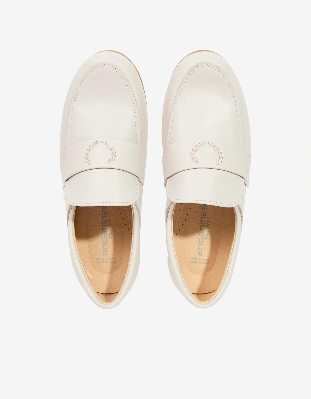 Andanines Boys Leather Loafers in Ivory