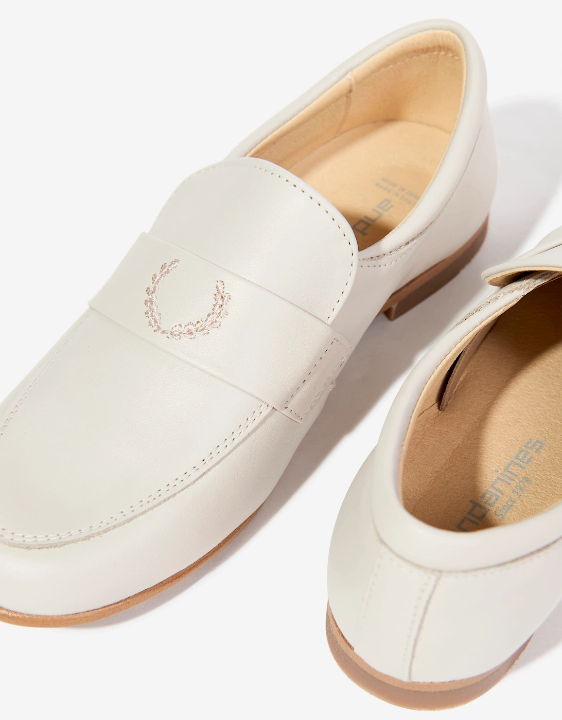 Andanines Boys Leather Loafers in Ivory