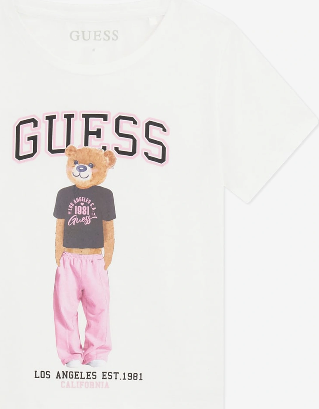 Guess Girls Bear Logo T-Shirt in White